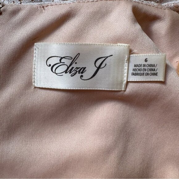 Eliza J Dress Embellished Lace Sheath Ivory Lined Wedding Neutral Floral Sz 6 - Picture 3 of 16